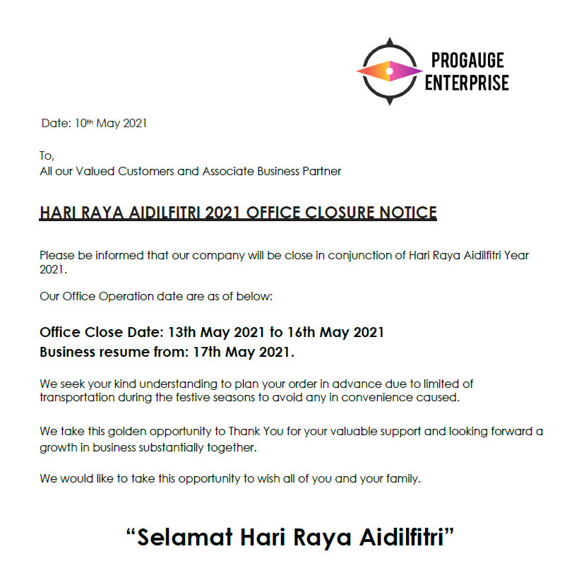 Hari Raya 2021 Office Closure Notice