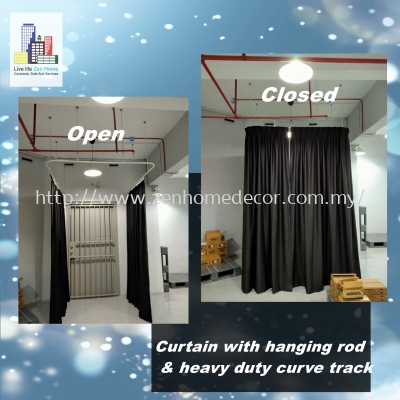 Curtain with hanging rod & heavy duty  curve track