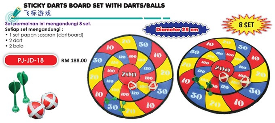 Sticky Darts Board Set With Darts/Balls