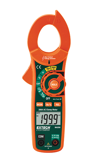 extech ma250 : 200a ac clamp meter + ncv
