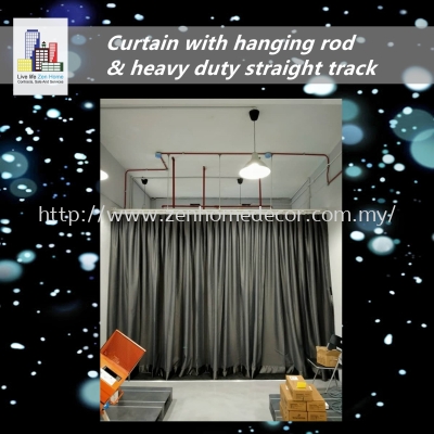 Curtain with hanging rod & heavy duty straight track