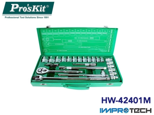 PRO'SKIT [HW-42401M] 24Pcs 12.7mm Driver Socket Tool Set