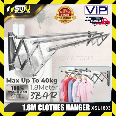 VIP XSL1803 1.8M 3Bar Stainless Steel Wall Mounted Clothes Hanger