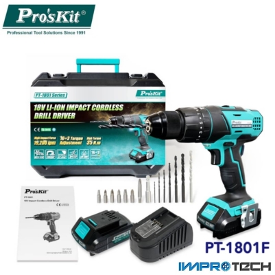 PRO'SKIT [PT-1801F] 18V Li-Ion Impact CordlessDrill Driver