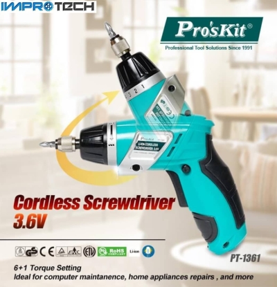 PRO'SKIT [PT-1361F] Cordless Screwdriver 3.6V (230V AC 50Hz)