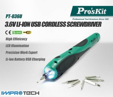 PRO'SKIT [PT-036U] 3.6v Li-ion USB Cordless screwdriver