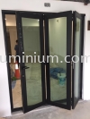 heavy duty folding door ( 3 panels) - powder coating ( black + green glass) @ jalan SG9/2, Taman Sri Gombak, Batu caves Heavy Duty Folding Doors 