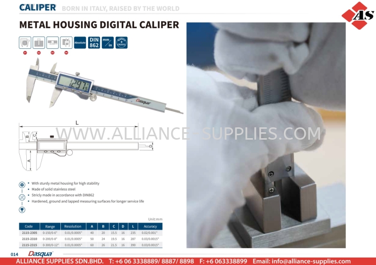 DASQUA Metal Housing Digital Caliper DASQUA Calipers DASQUA Measuring Tools MEASURING INSTRUMENTS