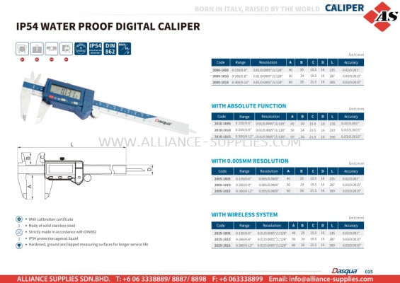 DASQUA IP54 Water Proof Digital Caliper