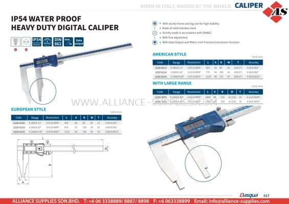 DASQUA IP54 Water Proof Heavy Duty Digital Caliper