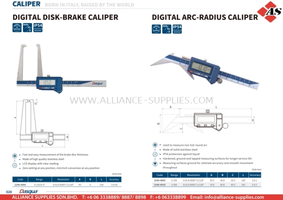 DASQUA Digital Disk-Brake Caliper / Digital Arc-Radius Caliper