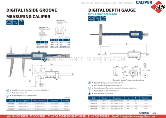 DASQUA Digital Inside Groove Measuring Caliper / Digital Depth Gauge