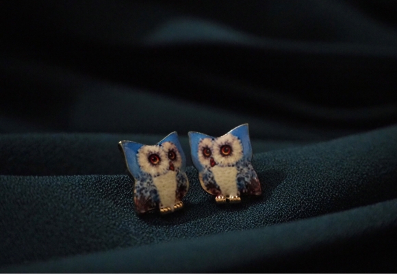 Blue Owl Earrings