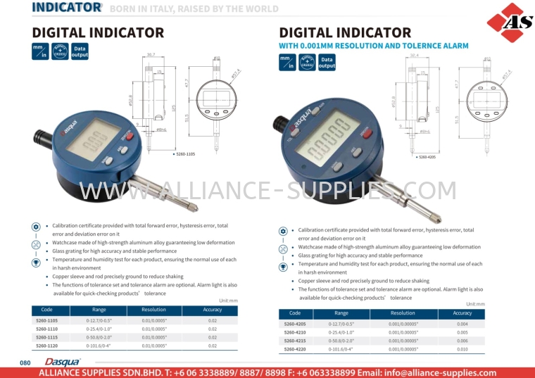 DASQUA Digital Indicator / Digital Indicator with 0.01mm Resolution & Tolerance Alarm DASQUA Indicators DASQUA Measuring Tools MEASURING INSTRUMENTS