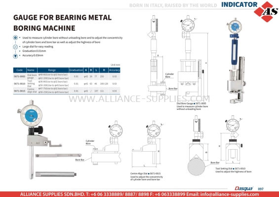 DASQUA Gauge for Bearing Metal Boring Machine