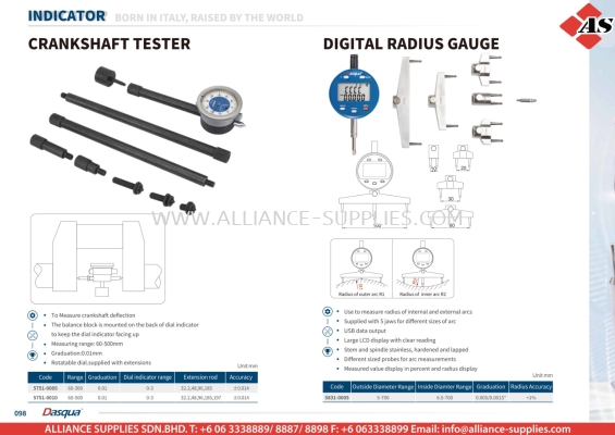 DASQUA Crankshaft Tester / Digital Radius Gauge