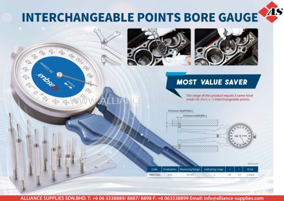 DASQUA Interchangeable Points Bore Gauge