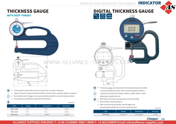 DASQUA Thickness Gauge / Digital Thickness Gauge