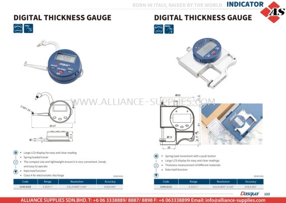 DASQUA Digital Thickness Gauge