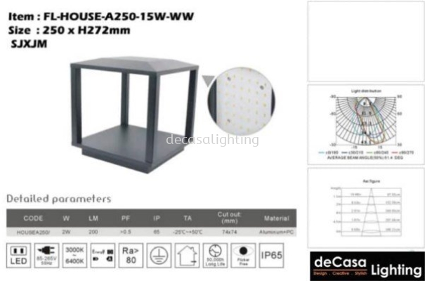 250MM. LED 15W PILLAR LIGHT