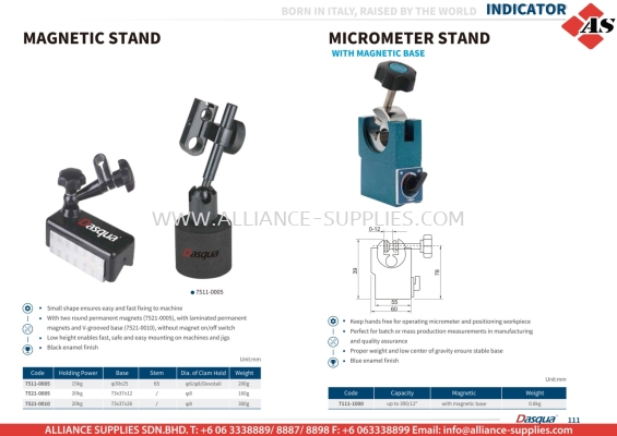 DASQUA Magnetic Stand/ Micrometer Stand