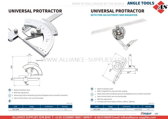 DASQUA Universal Protractor 