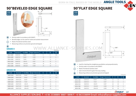 DASQUA 90 Beveled Edge Square / 90 Flat Edge Square