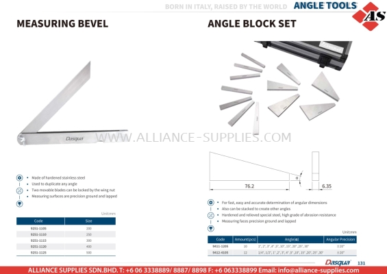 DASQUA Measuring Bevel / Angle Block Set