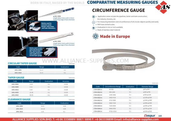 DASQUA Taper Gauge / Circumference Gauge