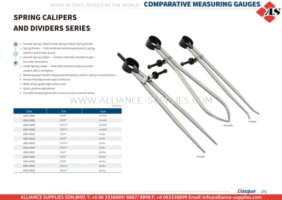 DASQUA Spring Calipers and Dividers Series