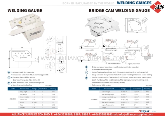 DASQUA Welding Gauge / Bridge Cam Welding Gauge