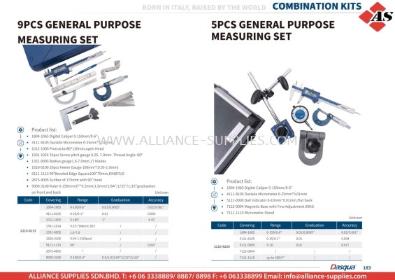 DASQUA 9 Pcs General Purpose Measuring Set / 5 Pcs General Purpose Measuring Set