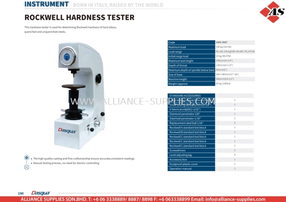 DASQUA Rockwell Hardness Tester