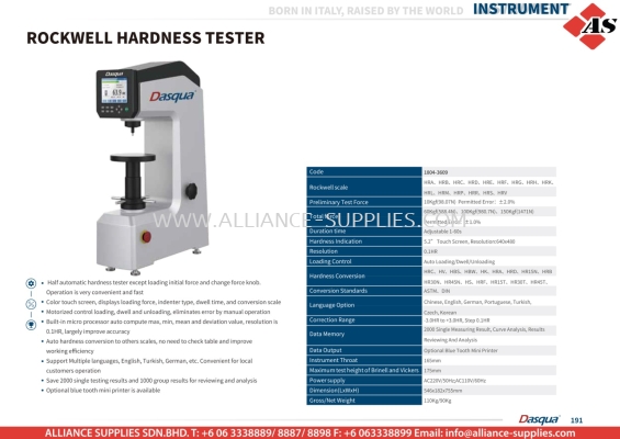 DASQUA Rockwell Hardness Tester