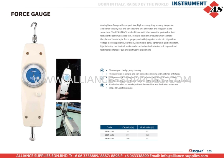 DASQUA Force Gauge DASQUA Instruments DASQUA Measuring Tools MEASURING INSTRUMENTS