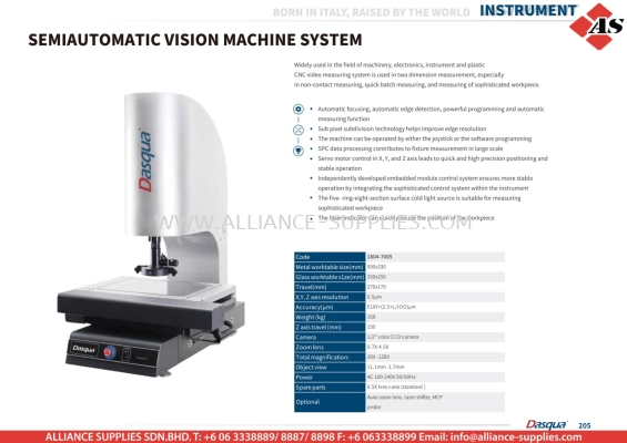 DASQUA Semiautomatic Vision Machine System