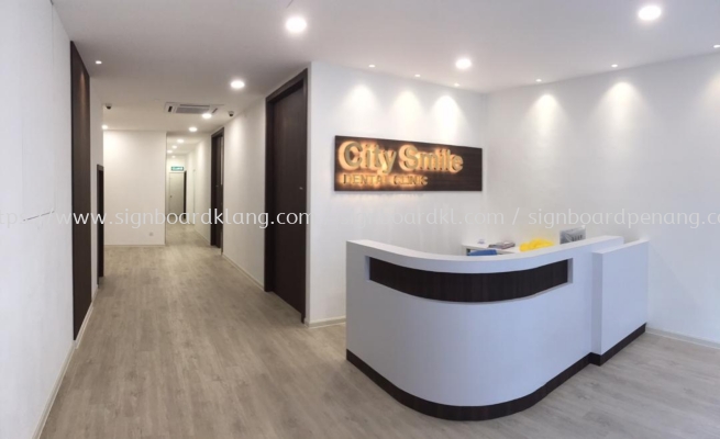 city smile stainless steel gold mirror backlit indoor signage signboard at puchong kuala lumpur