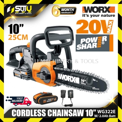 WORX WG322E Cordless Compact Chainsaw 20V, 25 cm Chain Bar