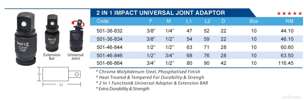 2 IN 1 IMPACT UNIVERSAL JOINT ADAPTOR