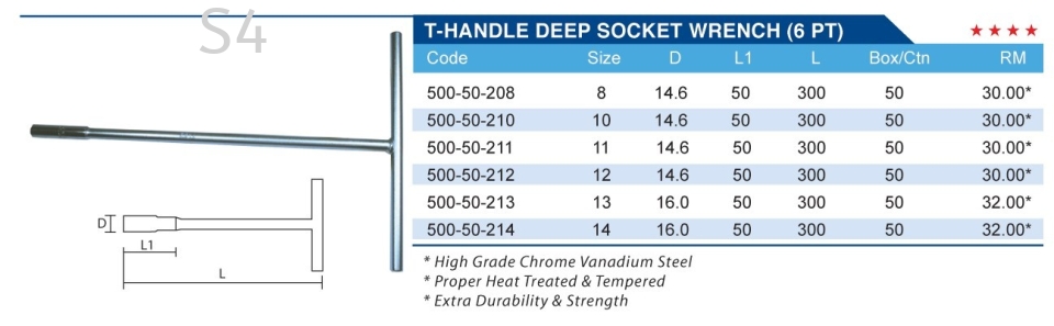 T-HANDLE DEEP SOCKET WRENCH (6 PT)