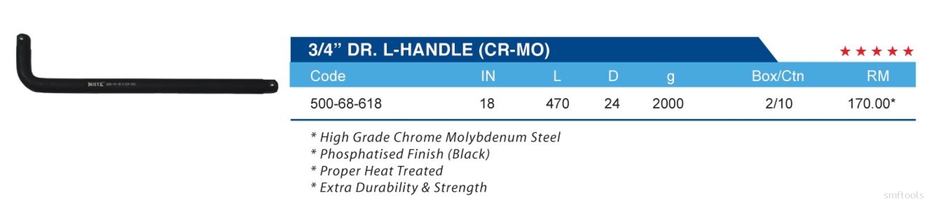 3/4" DR. L-HANDLE (CR-MO)