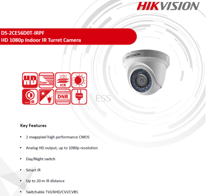 HIKVISION 2MP IR Dome Camera DS-2CE56D0T-IPF