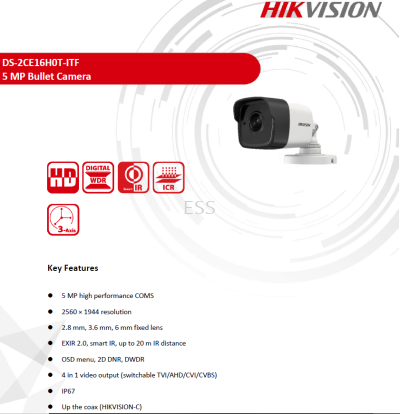 HIKVISION 5MP IR Bullet Camera DS-2CE16H0T-ITF