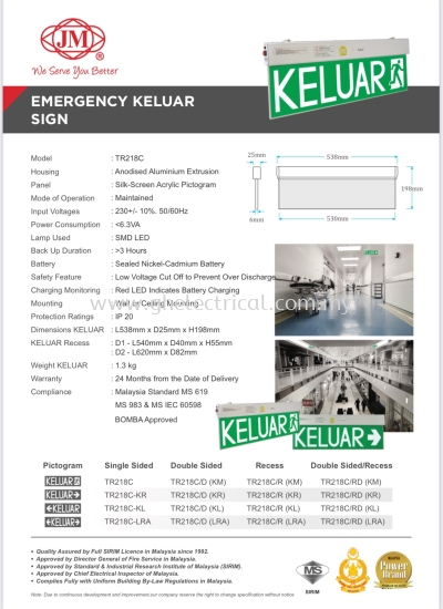 Jumbohan Tr218c Led Keluar Sign