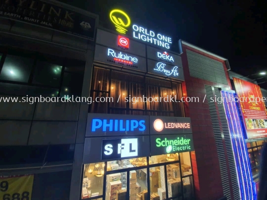 world one aluminium 3d led fronlit lettering signage signbaord at puchong kuala lumpur