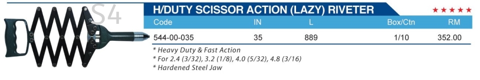H/DUTY SCISSOR ACTION (LAZY) RIVETER