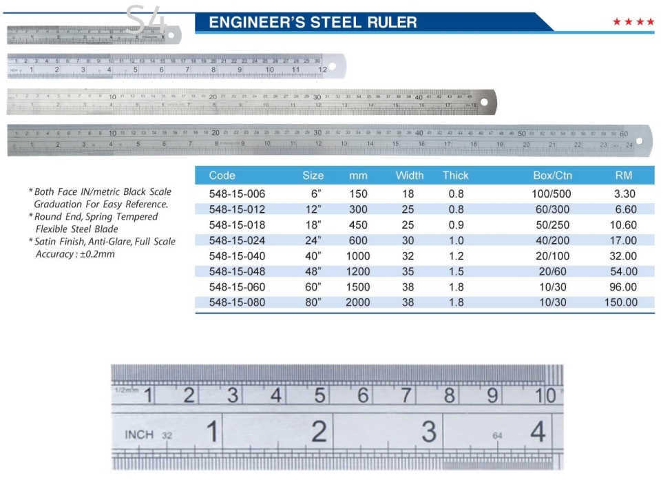 ENGINEER'S STEEL RULER