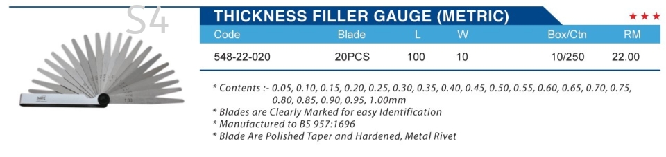 THICKNESS FILLER GUAGE (METRIC)