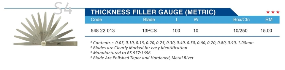 THICKNESS FILLER GUAGE (METRIC)
