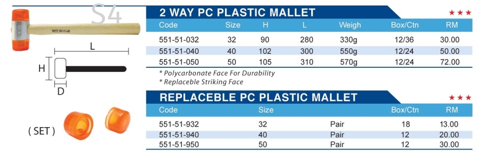 2 WAY PC PLASTIC MALLET